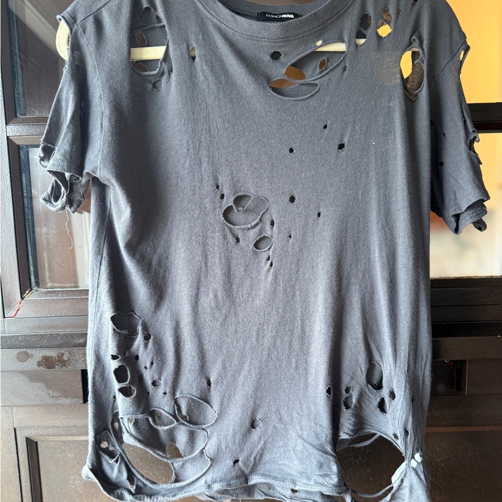 Distressed Gray Women's Top